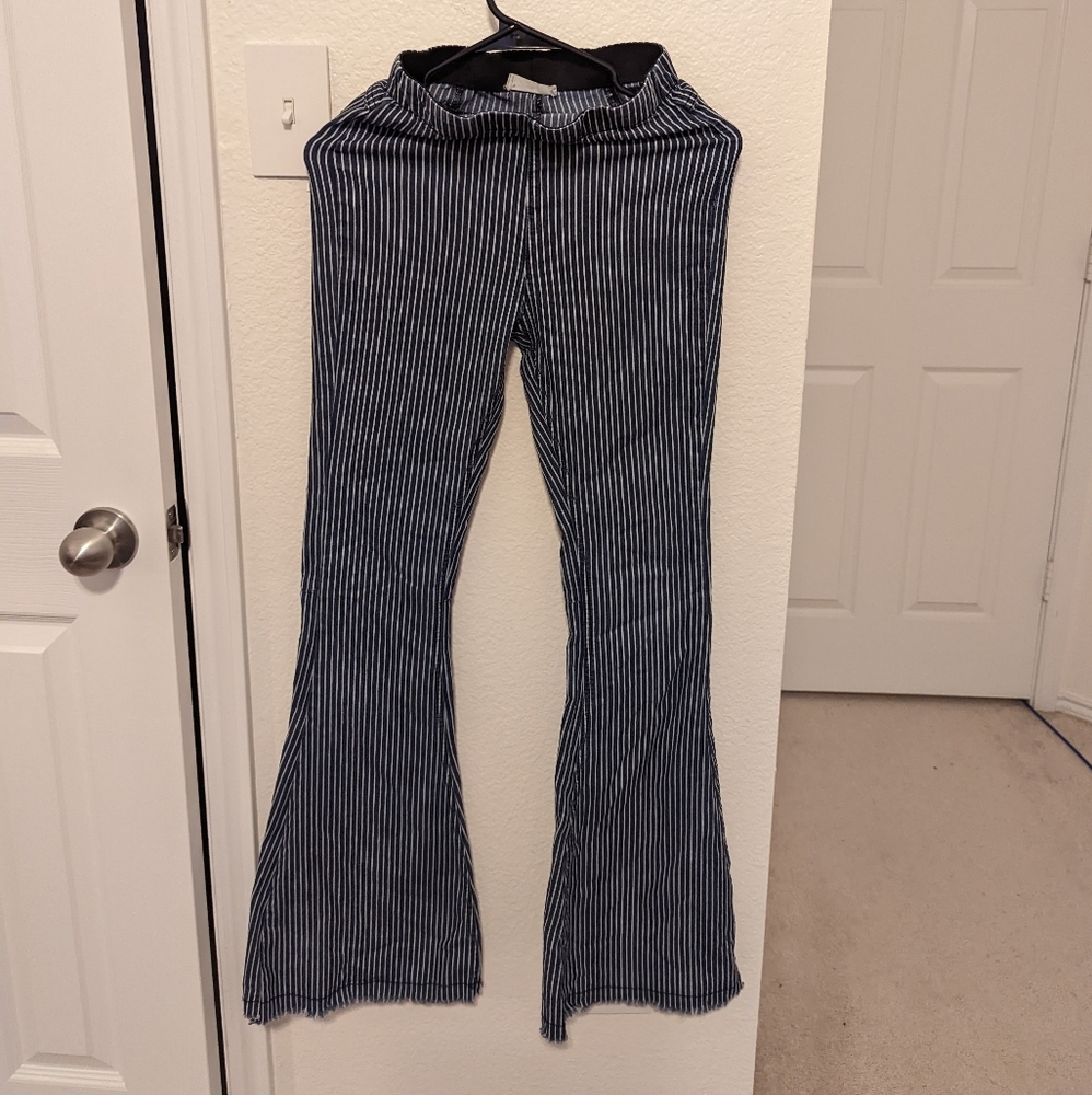 Striped Blue Flared Pants - Picture 2 of 5